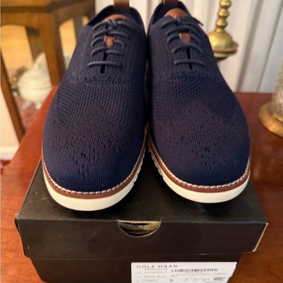 Cole Haan Zerogrand Stitchlite Men's Navy Marine Ivory Knit Casual Shoes NIB 10 - Picture 2 of 5
